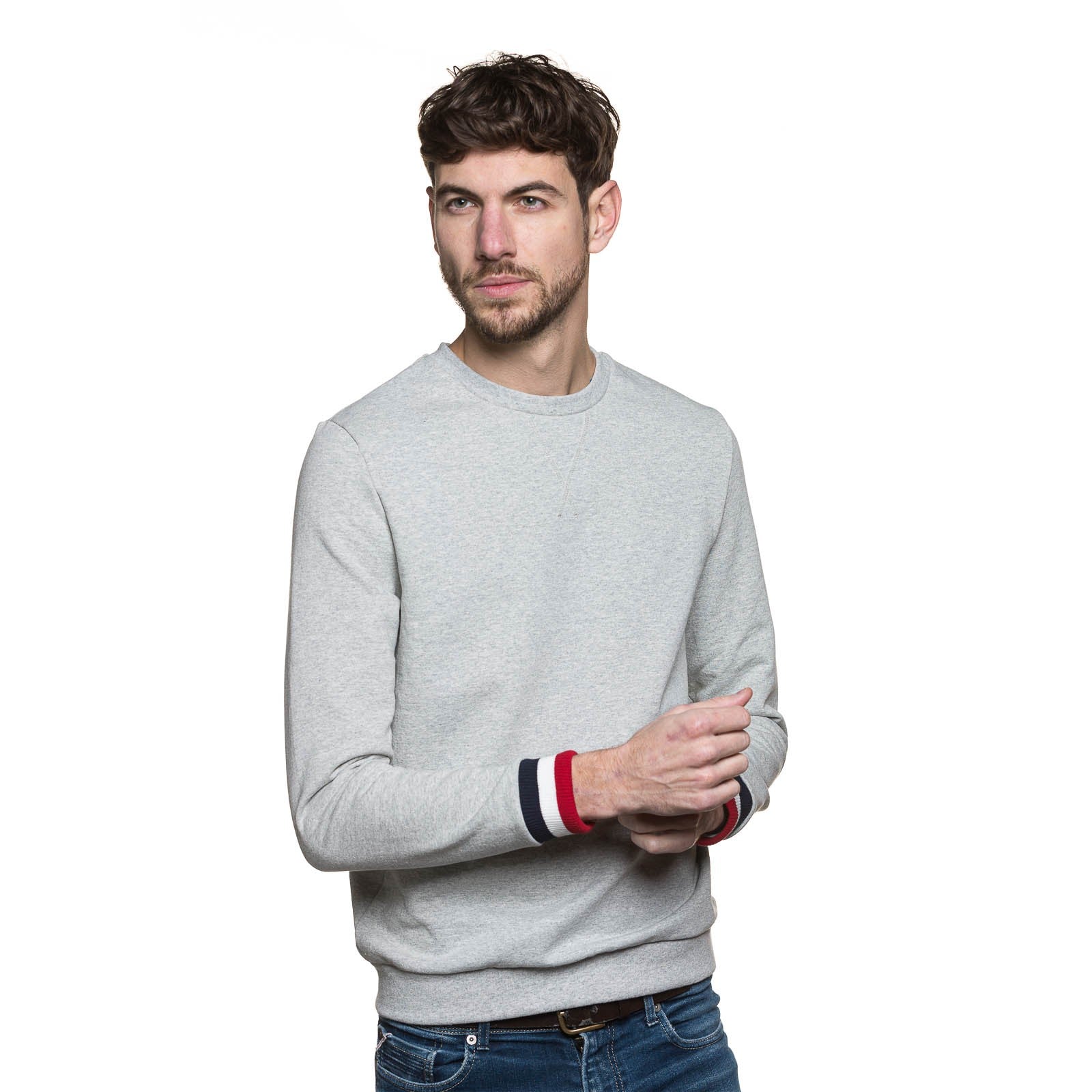 sweat français gris pour homme manche longue
