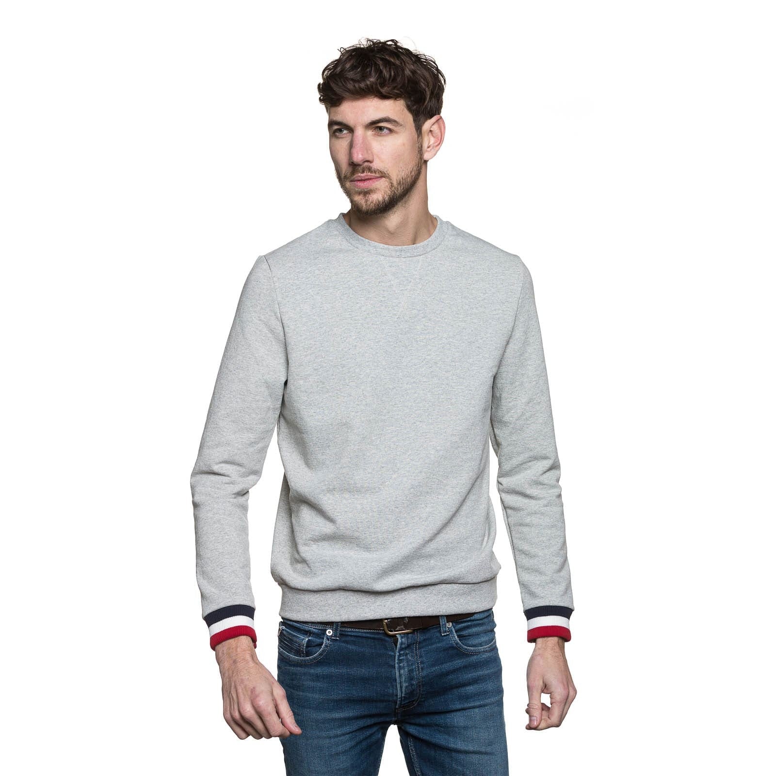 sweat français gris pour homme manche longue