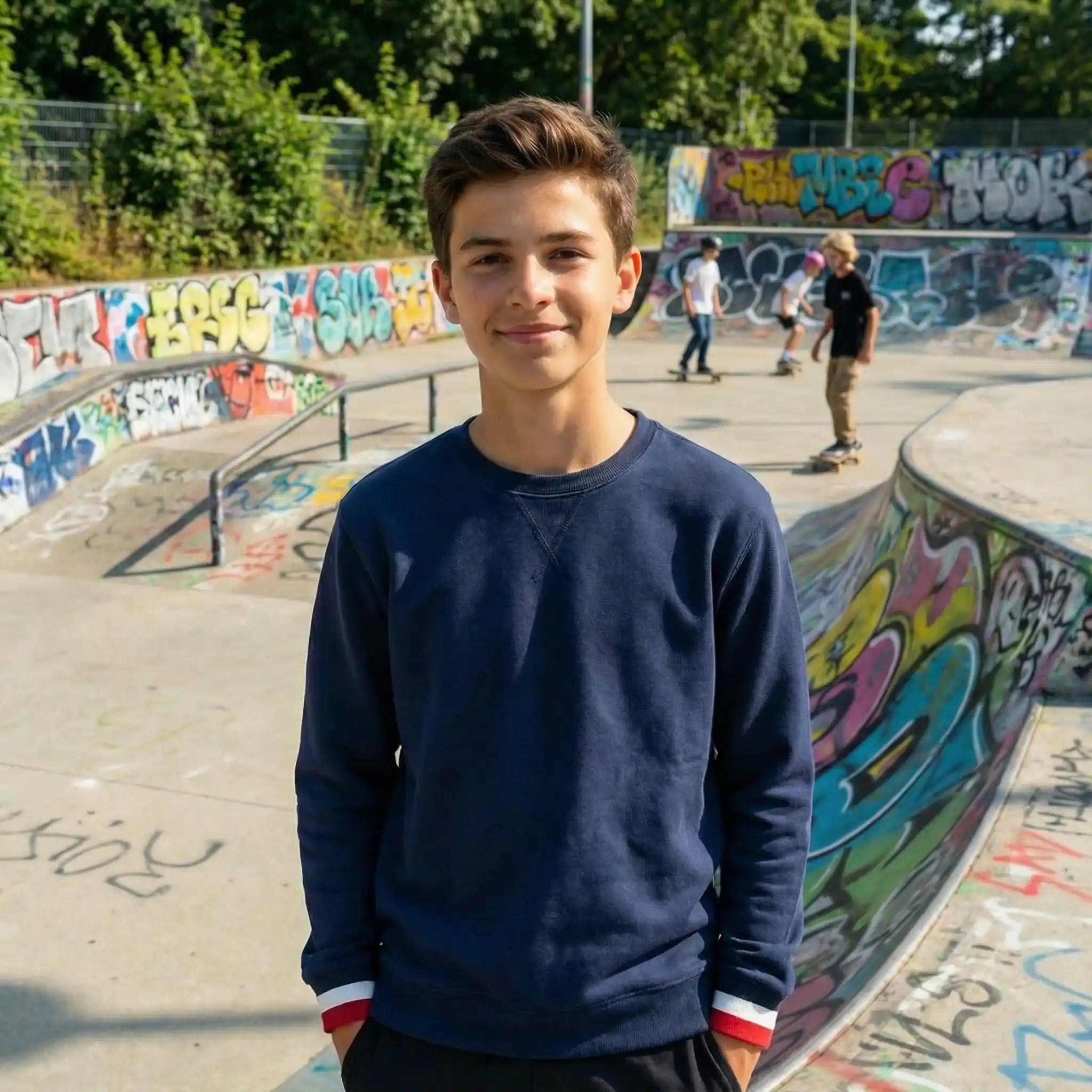 sweat pour garçon bleu marine fabriqué en France