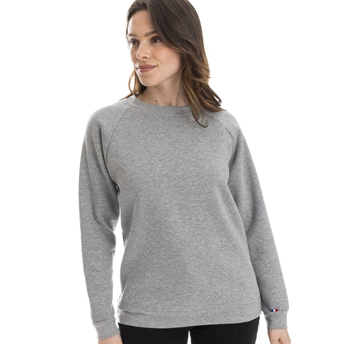 Sweat femme sans capuche gris uni