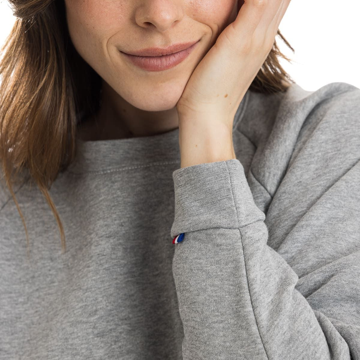 Sweat femme sans capuche gris uni