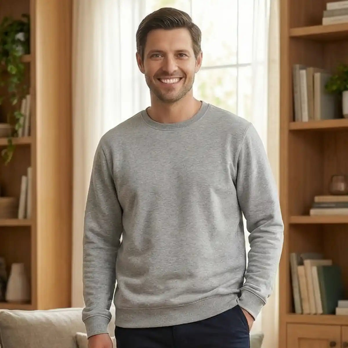 sweat homme sans capuche gris made in France