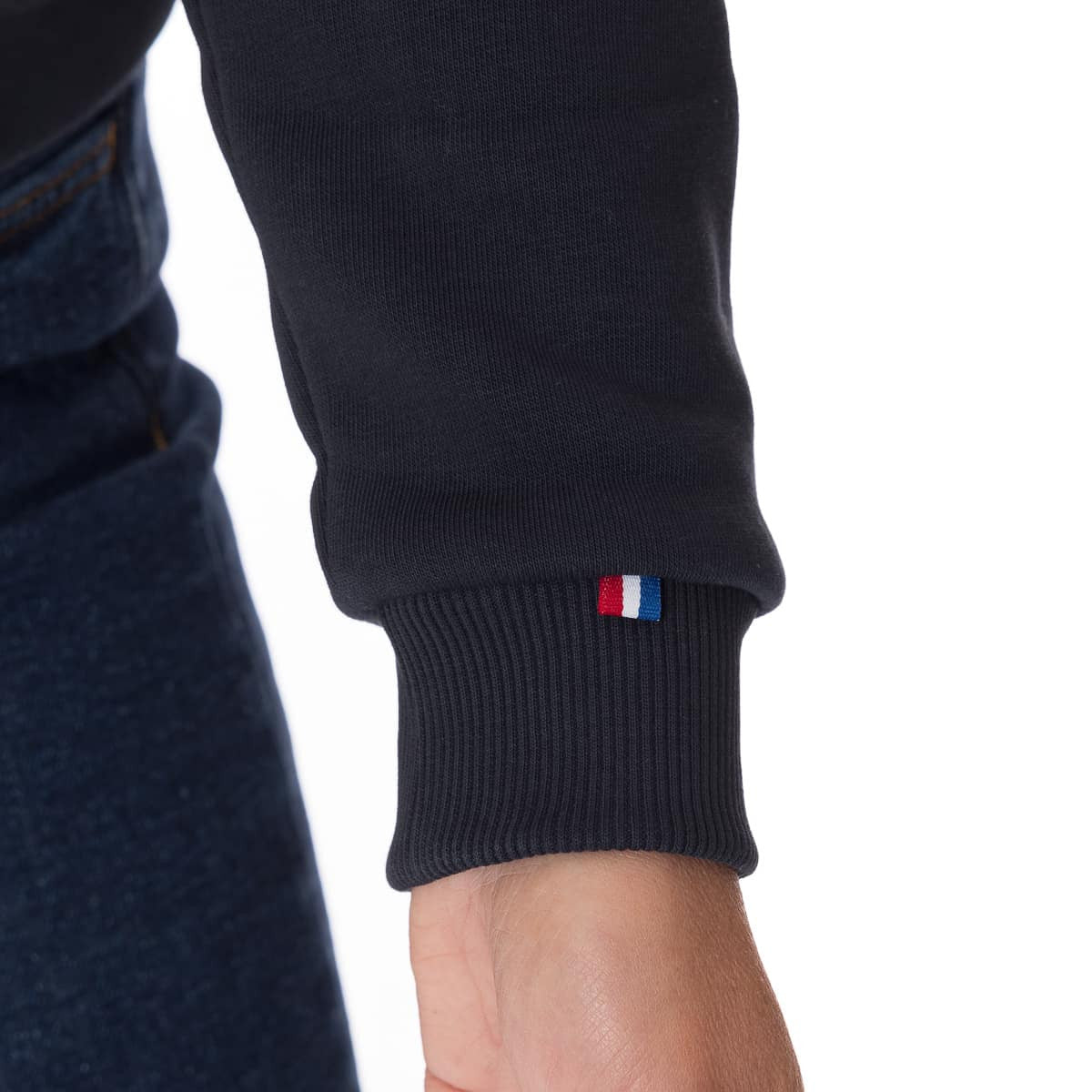 Sweat homme sans capuche bleu marine en coton