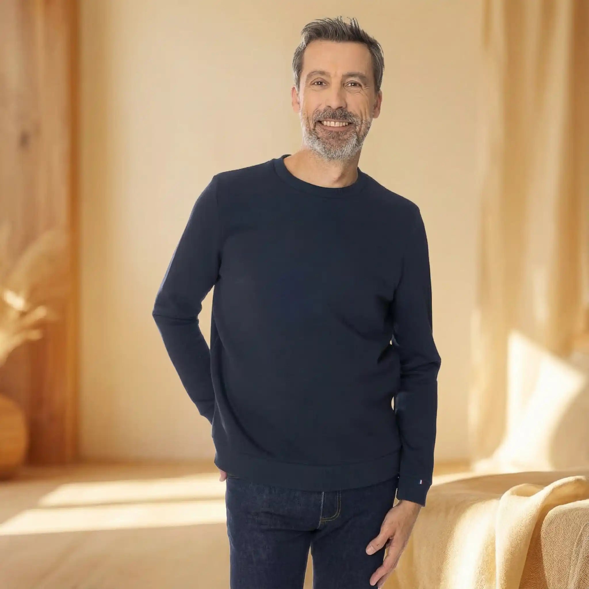 Sweat homme sans capuche Bleu Marine