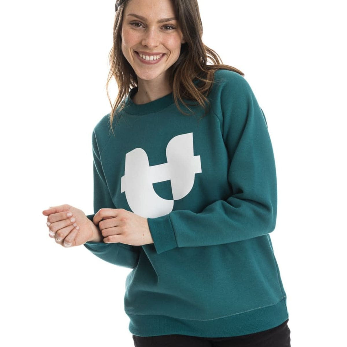 Sweat vert pour femme sans capuche en coton