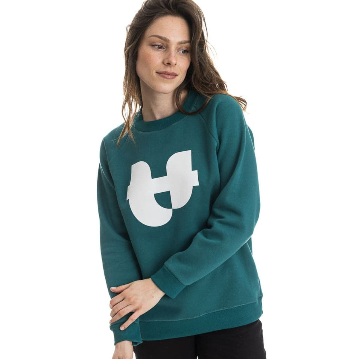 Sweat vert pour femme sans capuche en coton