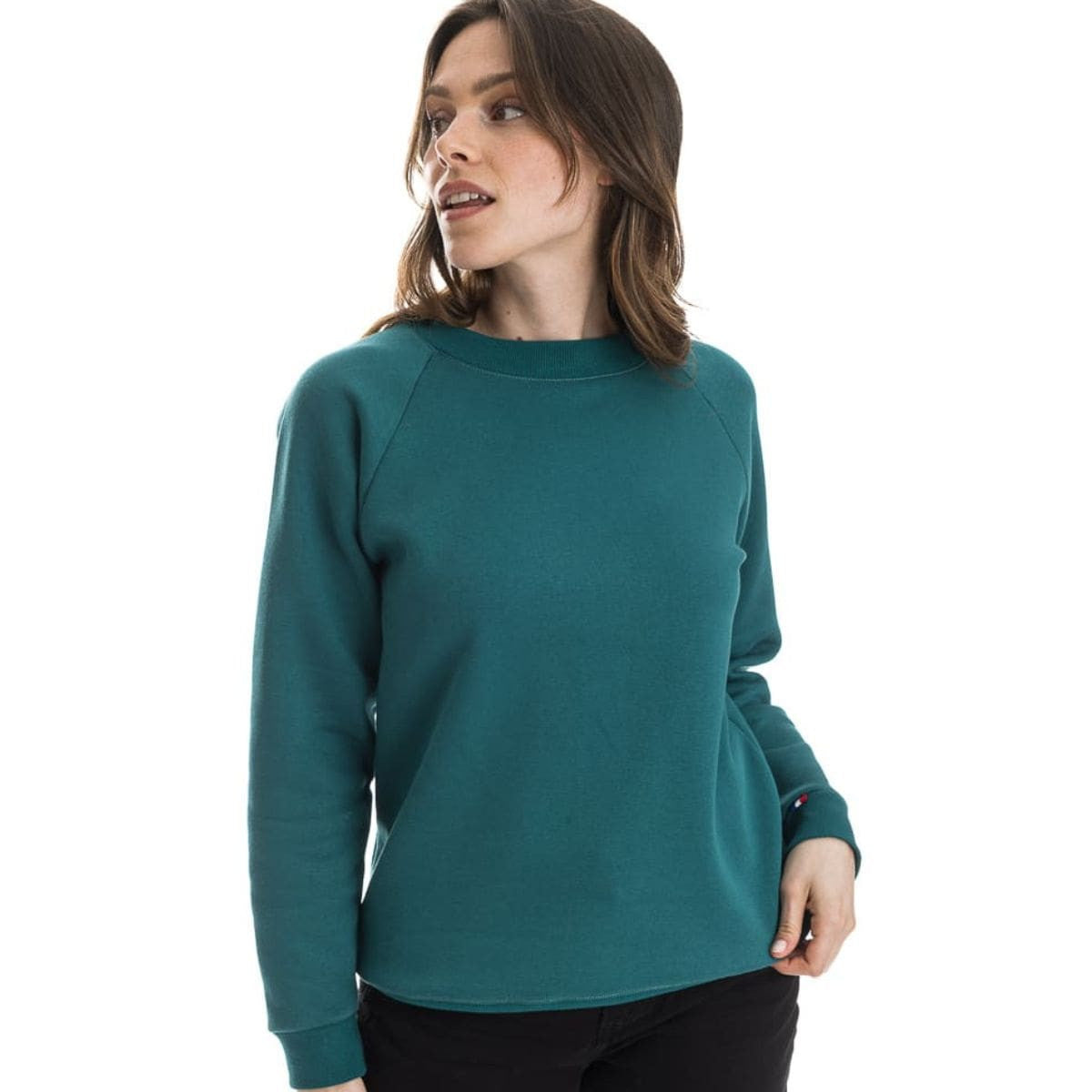 Sweat vert pour femme sans capuche