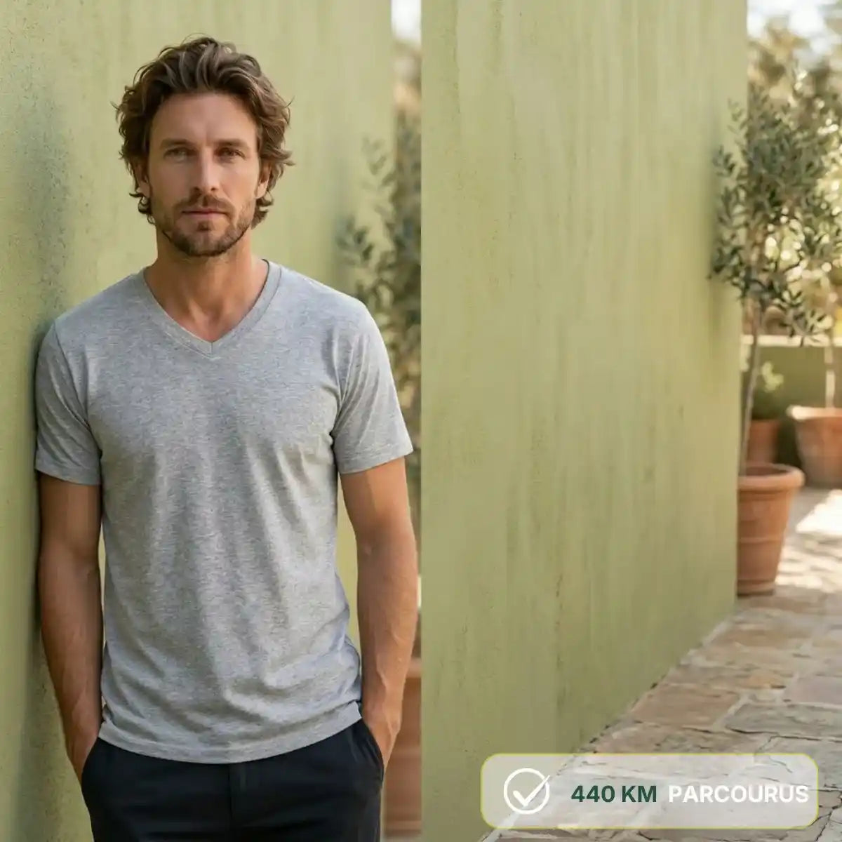 T-shirt col V Homme | Gris