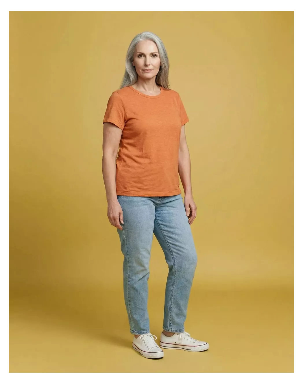 T-shirt en lin femme Orange Mandarine