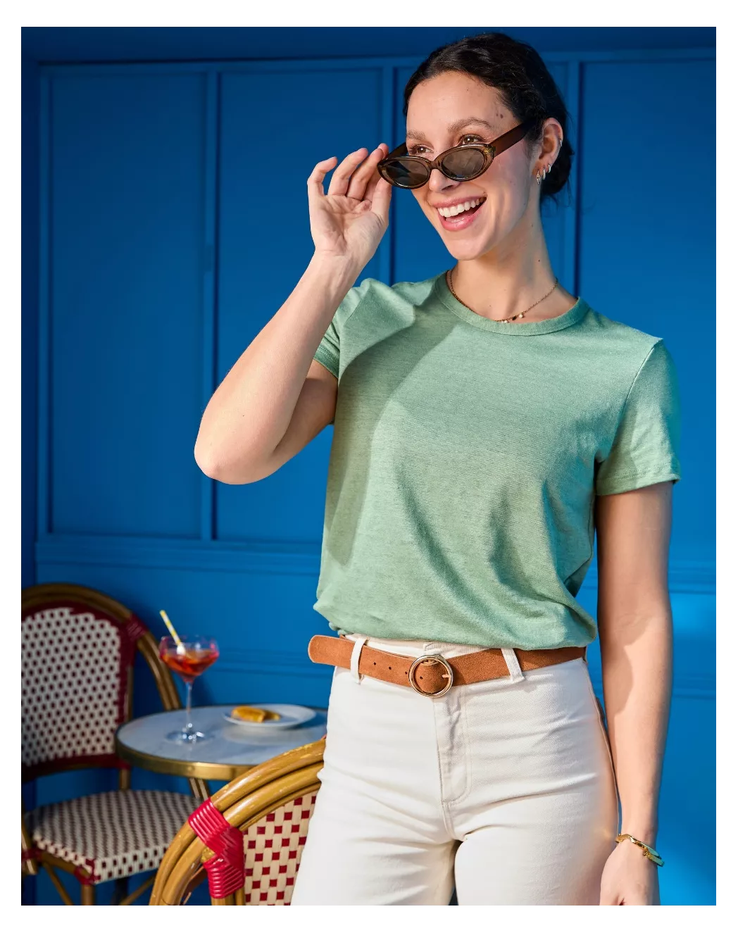 T-shirt en lin femme Vert