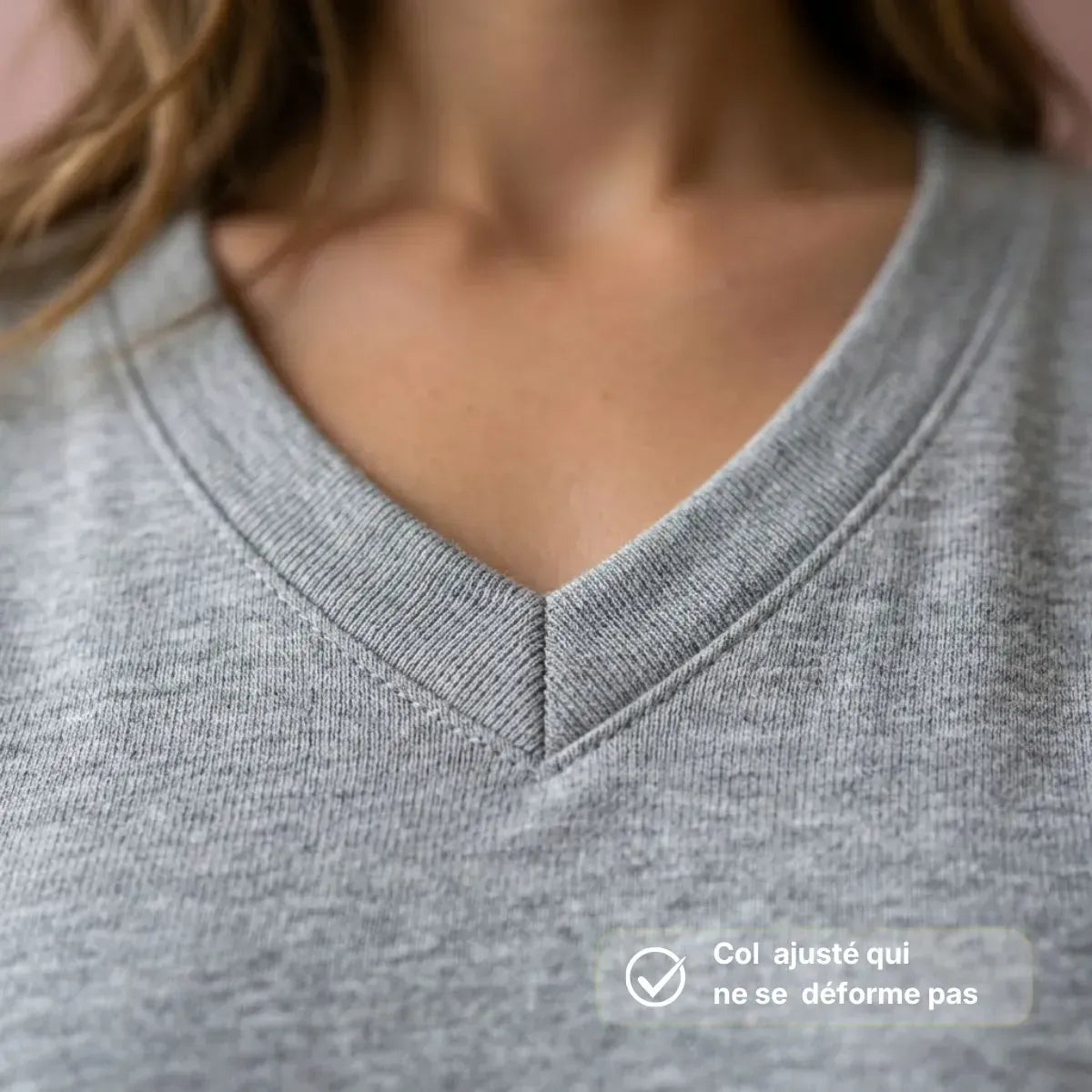 T shirt femme col V | Gris