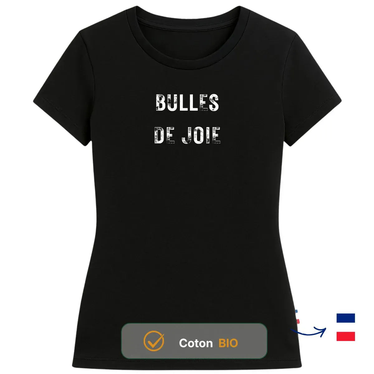 T-shirt femme noir | BULLES DE JOIE