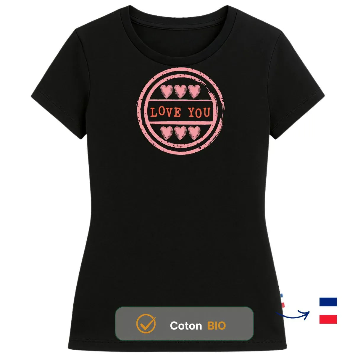 T-shirt femme noir | LOVE YOU