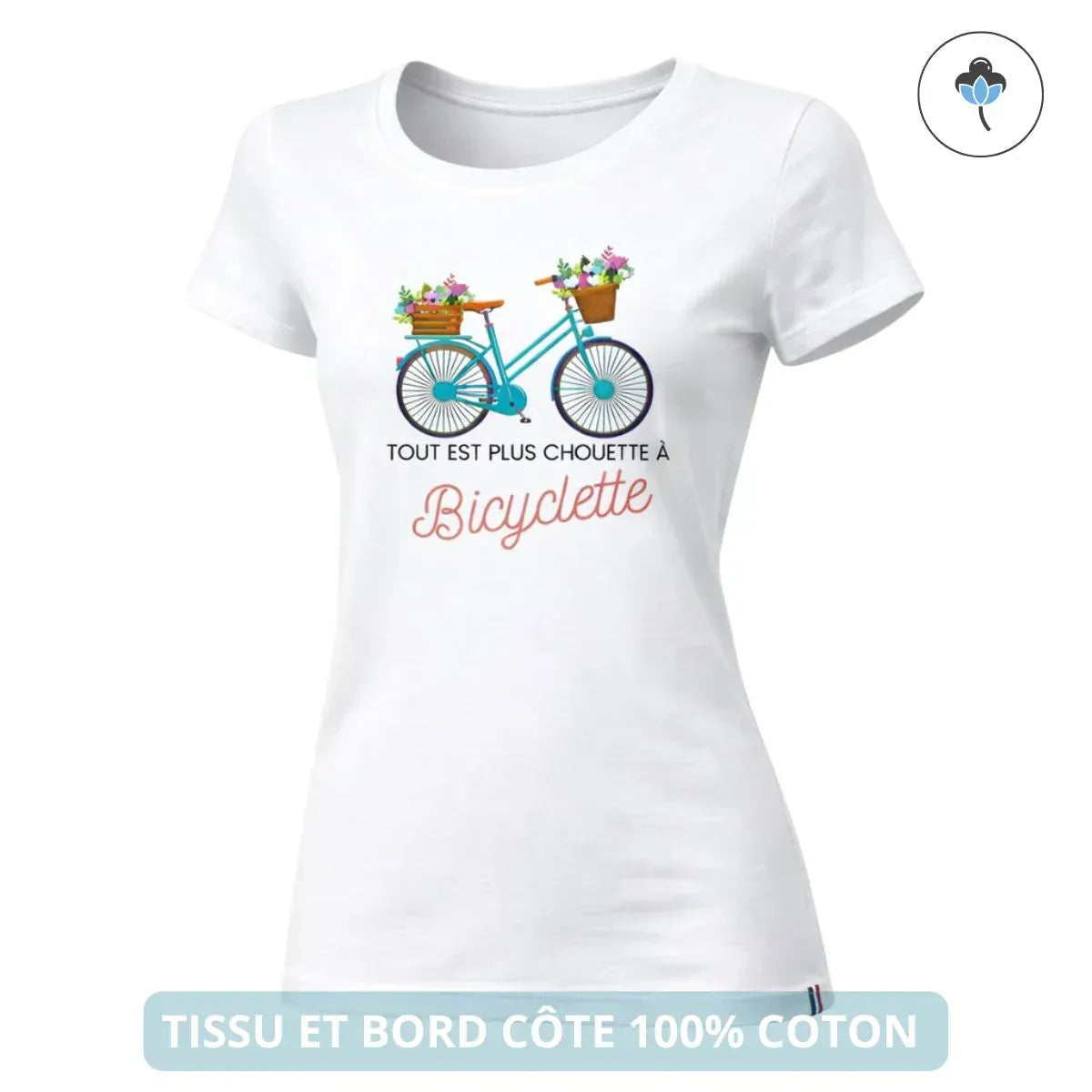 T-shirt femme ’Tout est plus chouette à bicyclette’