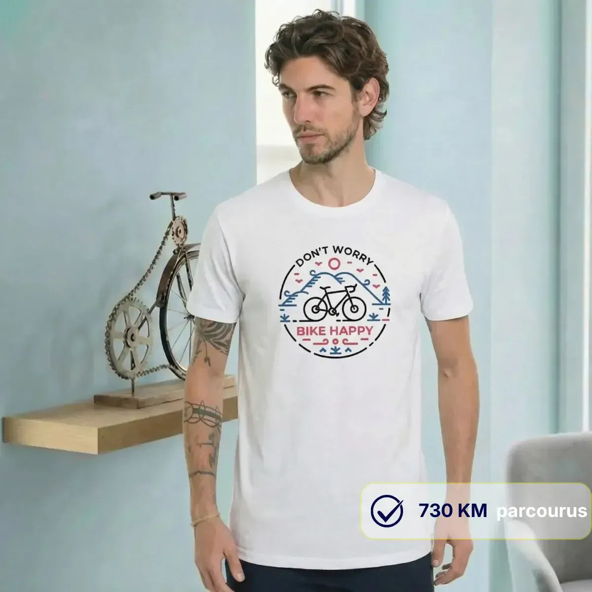 T-shirt Homme blanc | Don’t worry Bike Happy