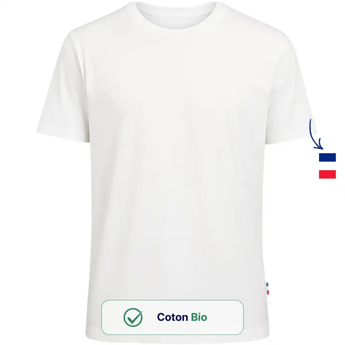 T-shirt homme blanc | Made In France - T-shirt homme