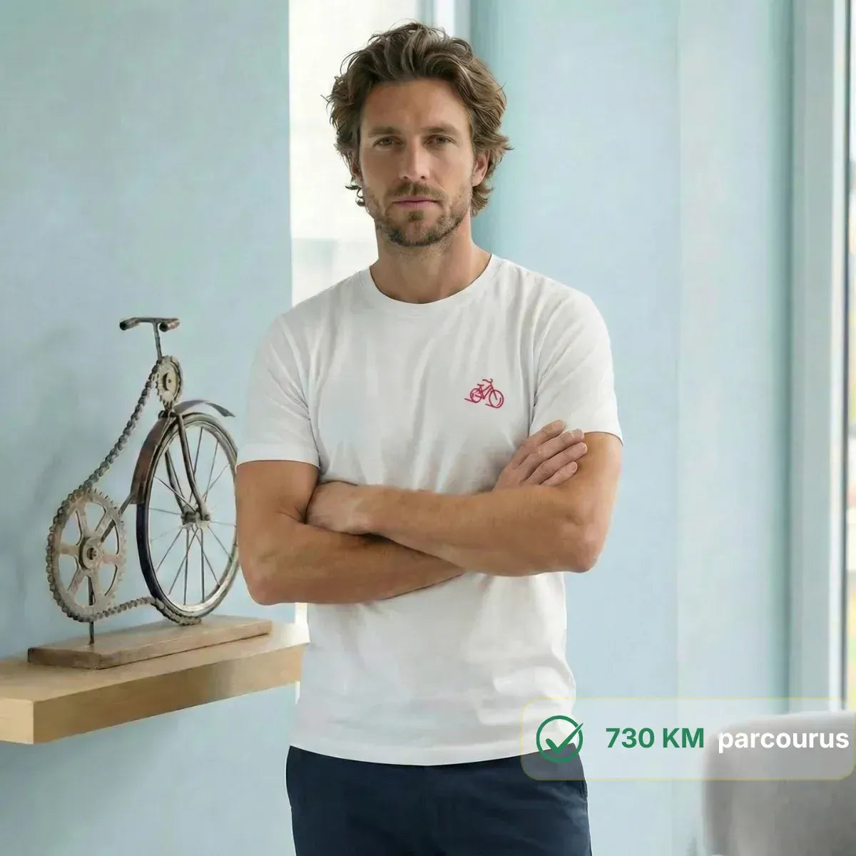 T-shirt Homme blanc | Vélo coeur