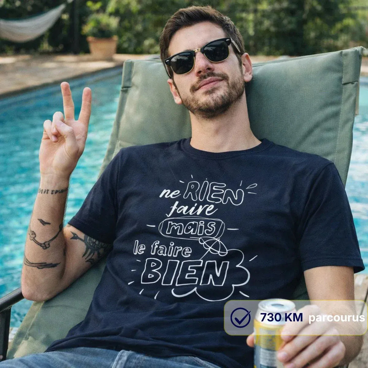 T-shirt homme bleu | ’Ne rien faire mais le faire bien’