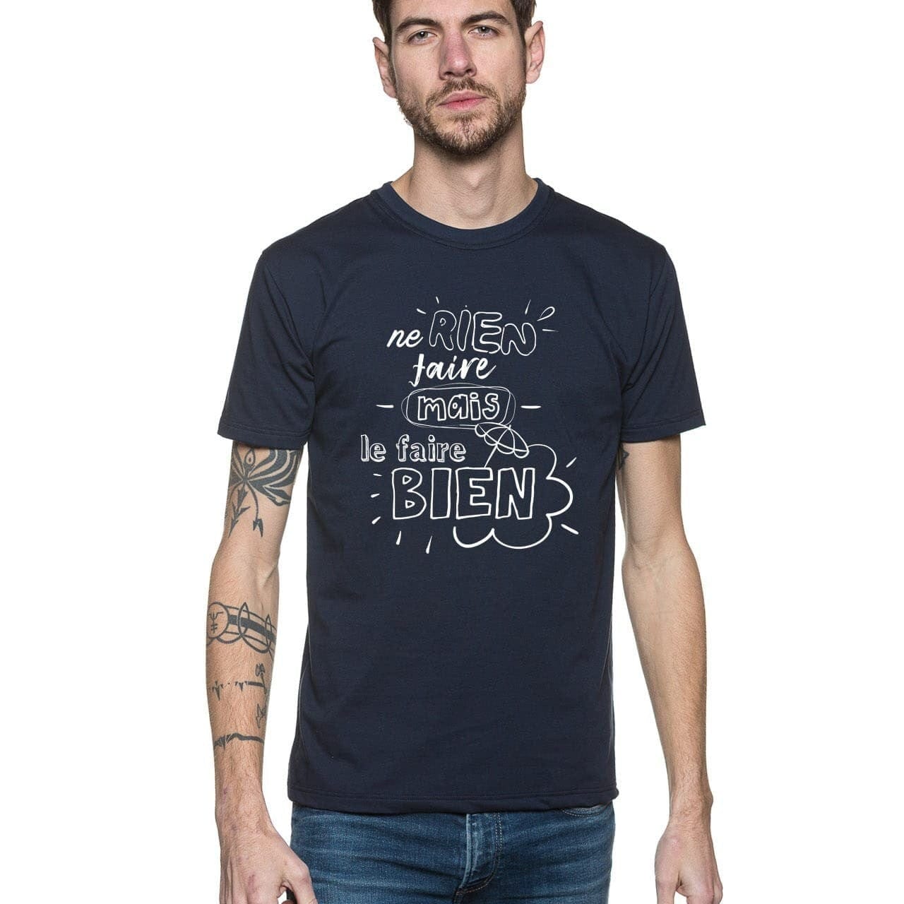 T-shirt homme bleu | ’Ne rien faire mais le faire bien’