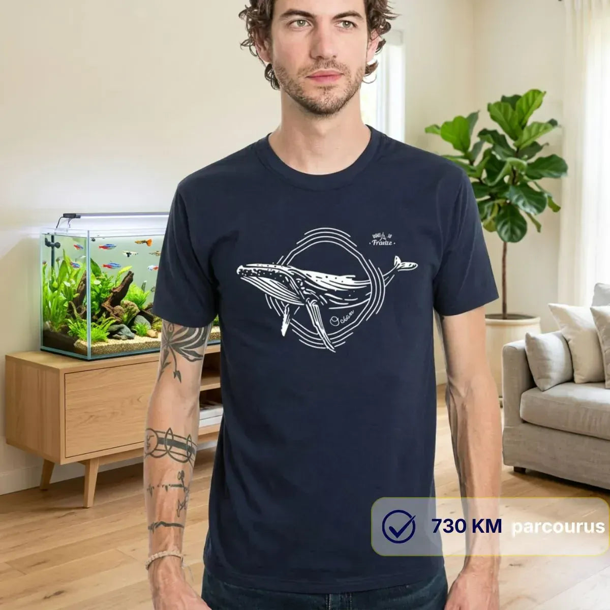 T-shirt Homme bleu | Baleine à bosse