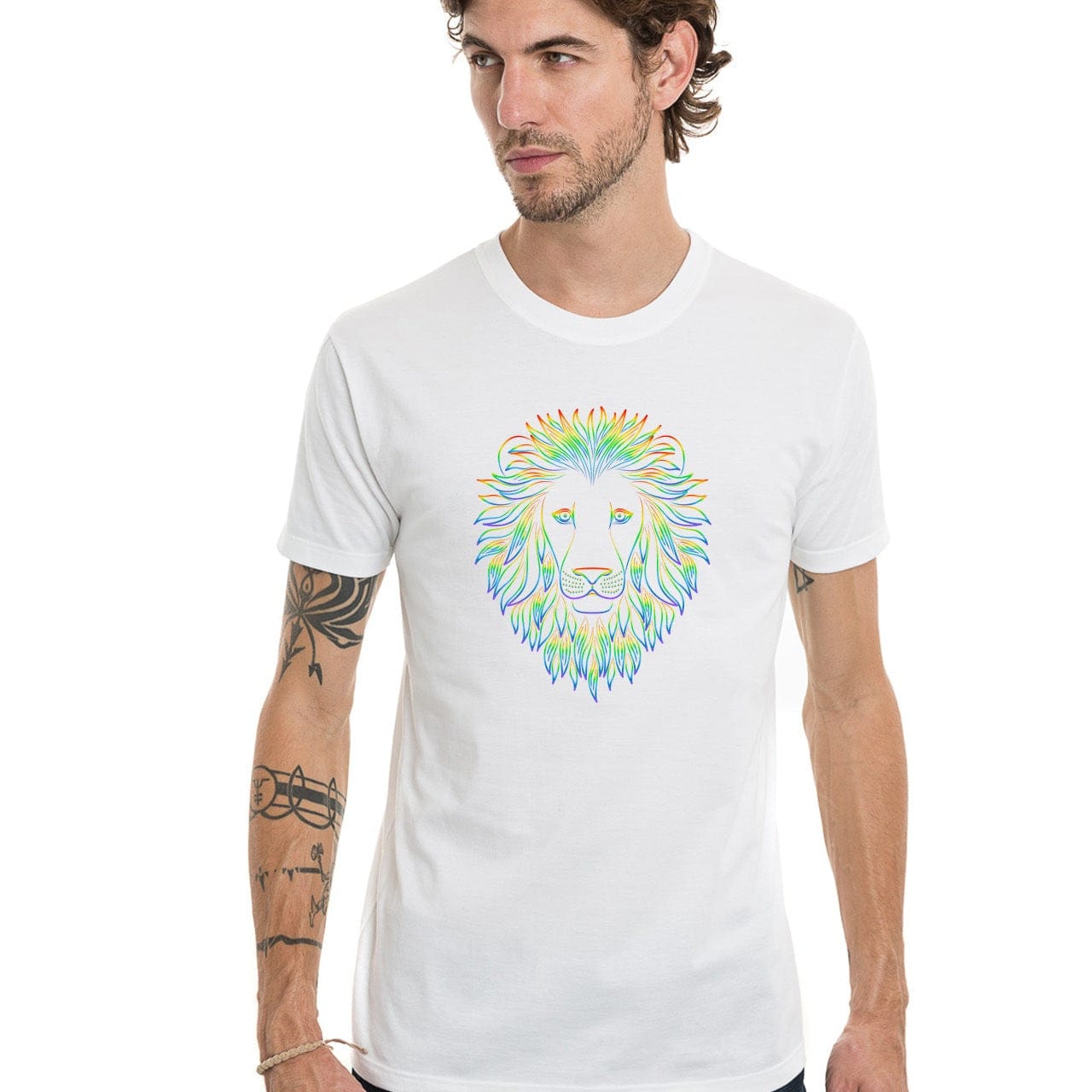 T-shirt Homme Bleu | Lion - S / Blanc