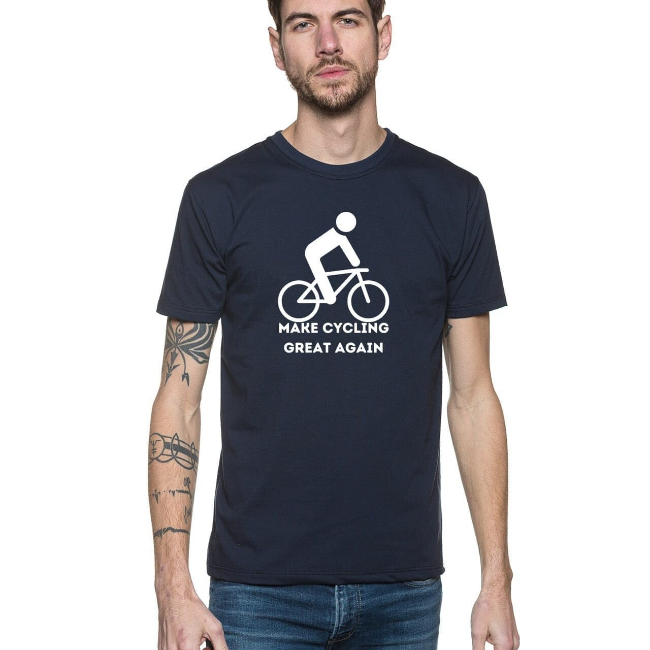 T-shirt Homme bleu roi | Vélo ’Make Cycling great again’ - S / Bleu marine