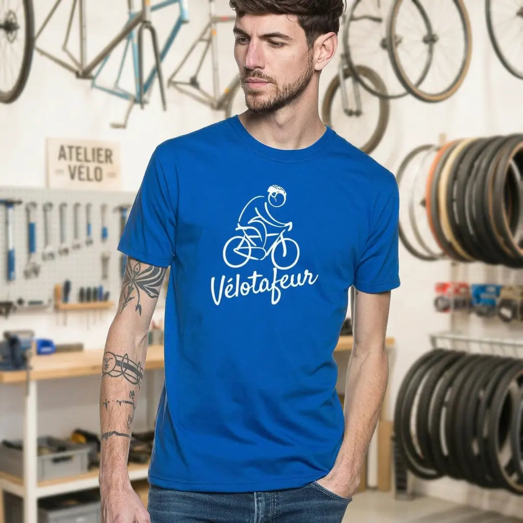 T-shirt Homme bleu roi | Vélo ’Vélotafeur’