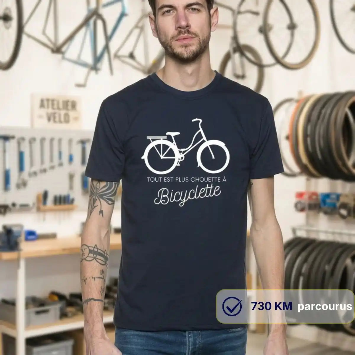 T-shirt Homme bleu | Vélo ’Tout est plus chouette’