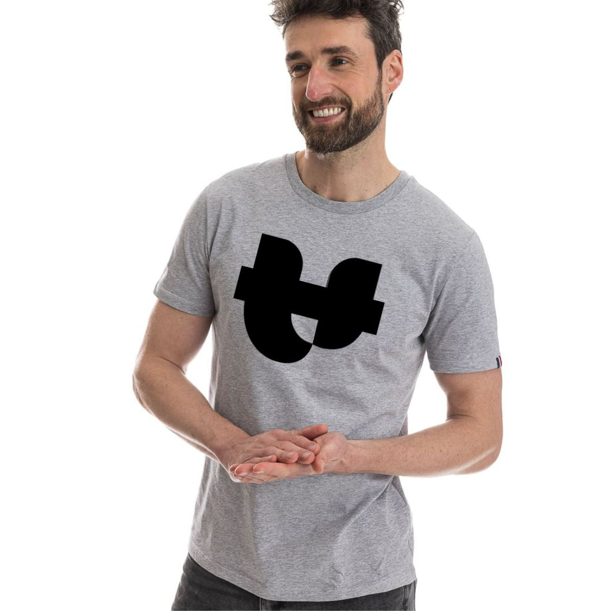 T-shirt gris pour les hommes à col rond en coton