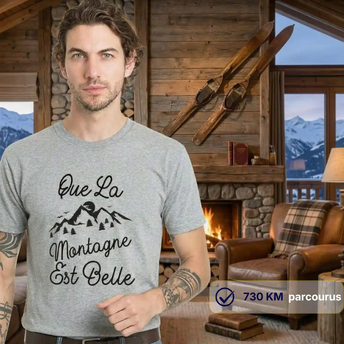 T-shirt Homme gris | Que la montagne est belle