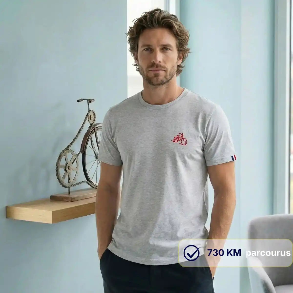 T-shirt Homme gris | Vélo cœur