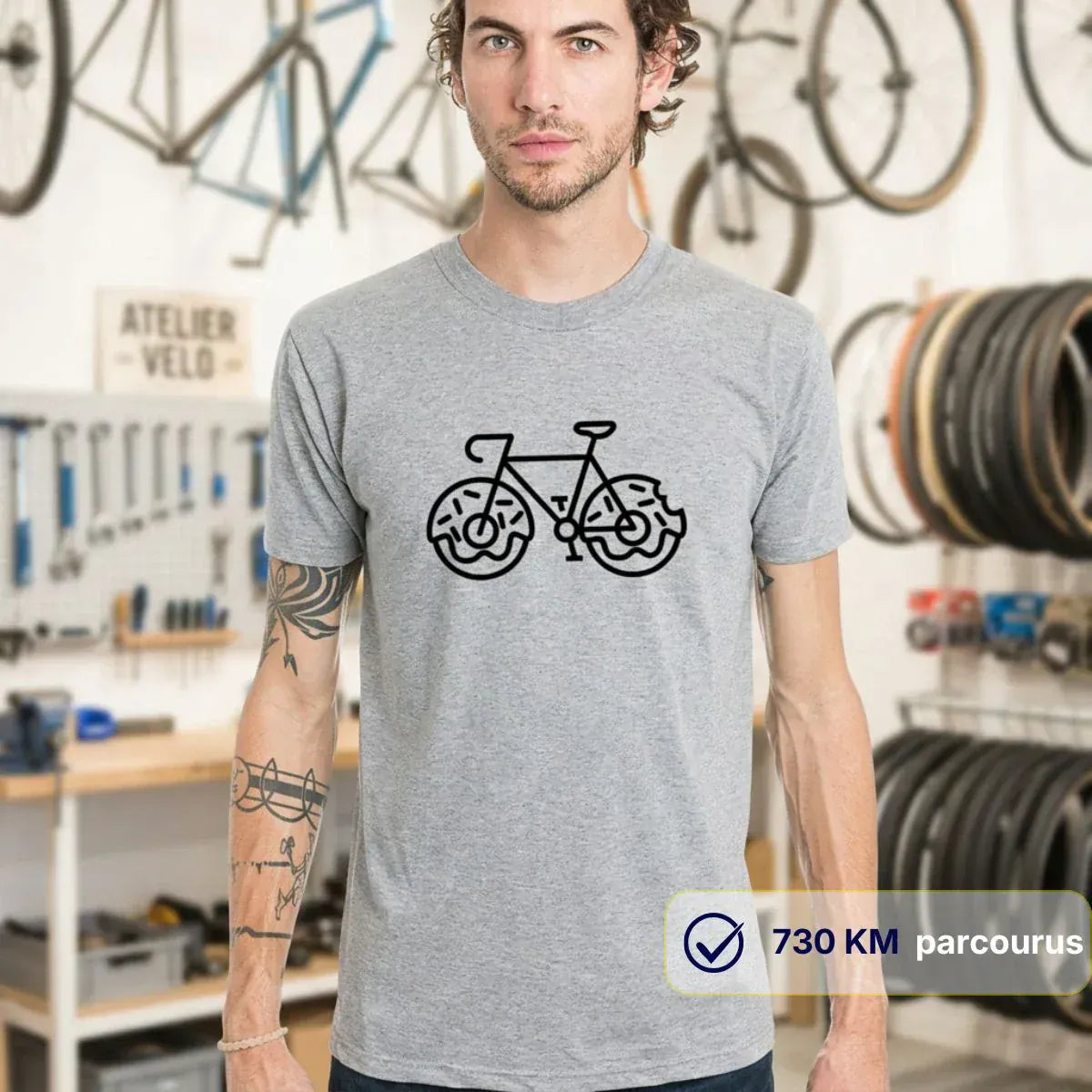 T-shirt Homme gris | Vélo ’Donuts’
