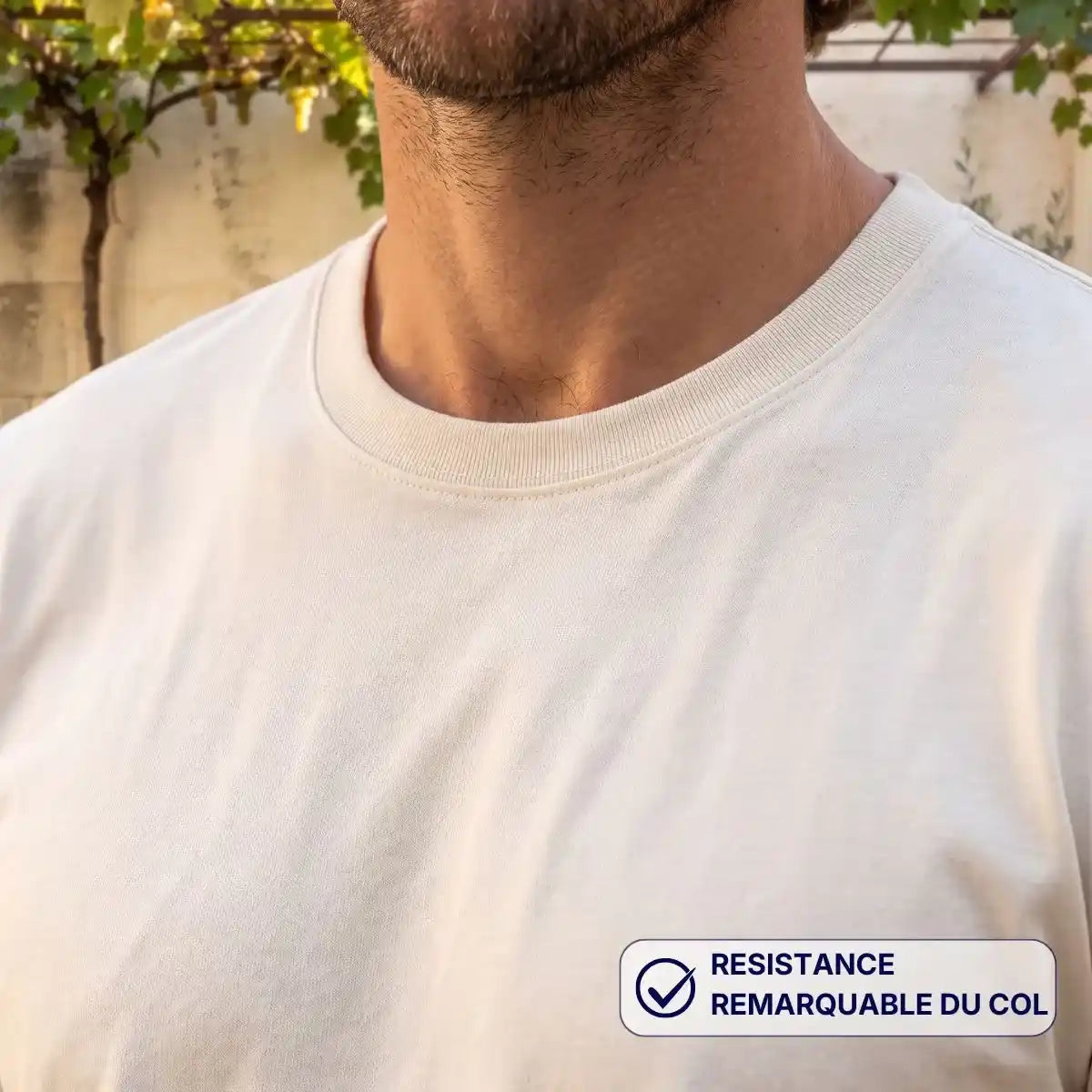T-shirt homme interlock couleur écru 220 gramme en coton bio made in France