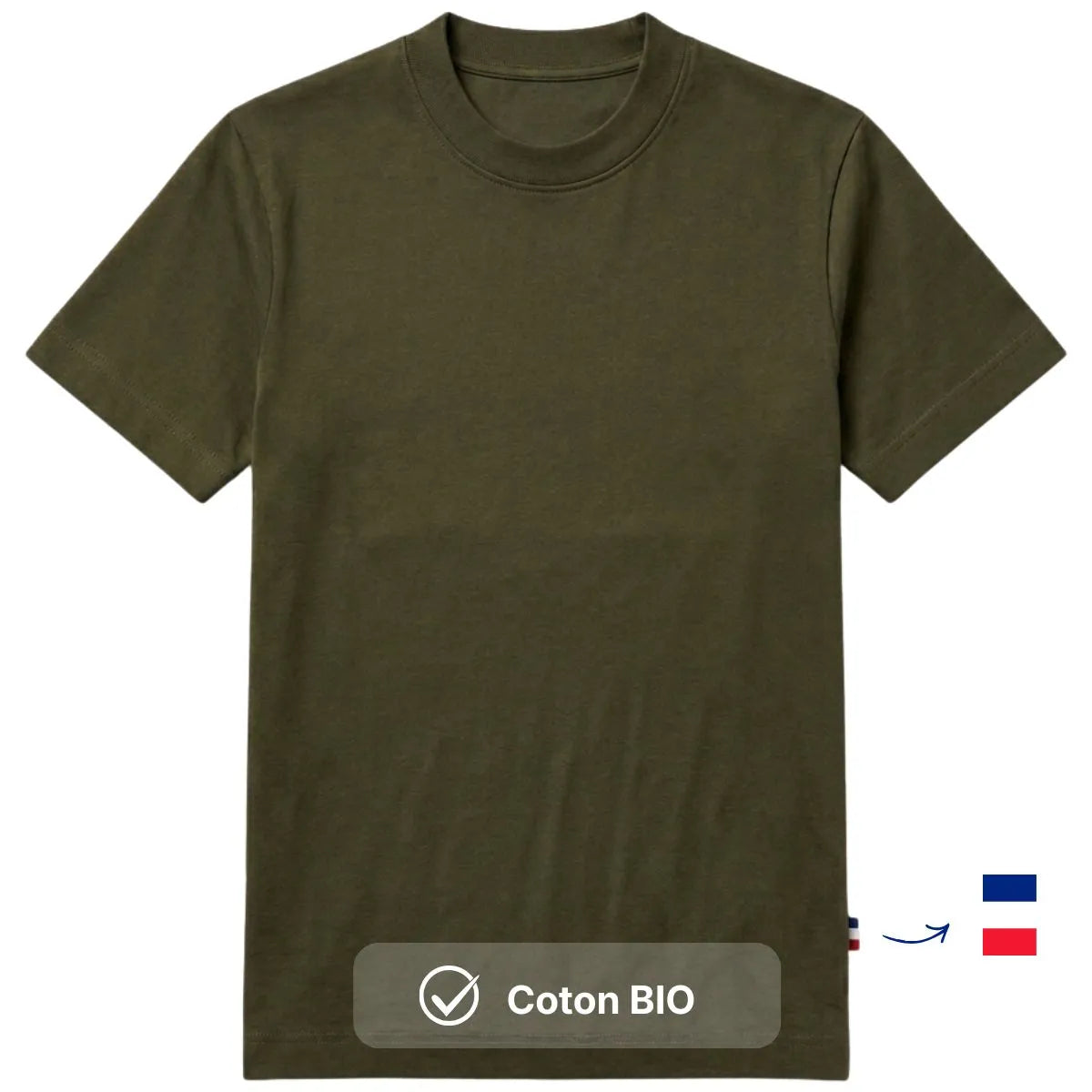T SHIRT INTERLOCK POUR HOMME KAKI EN COTON BIO