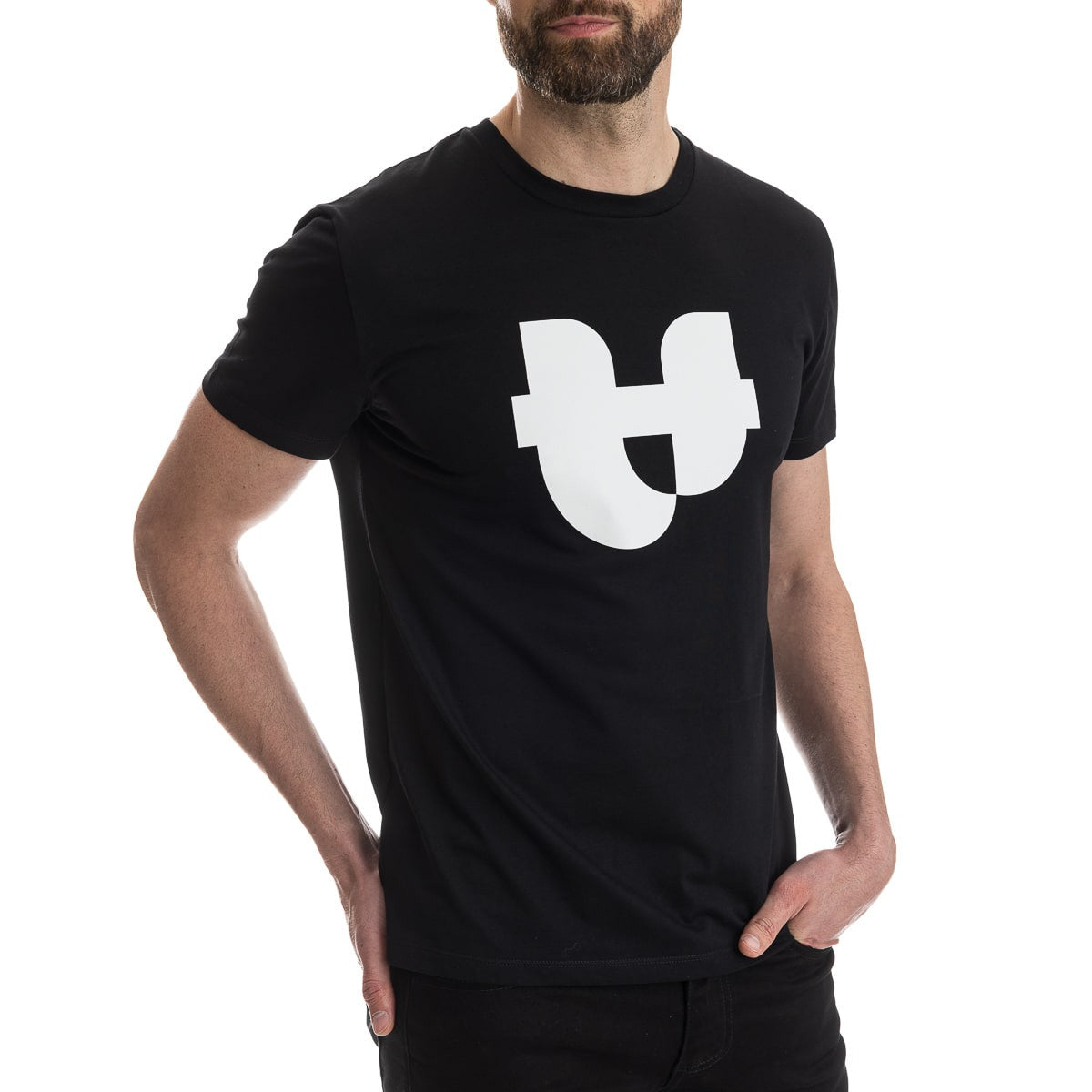 T-shirt noir pour homme en coton bio avec col rond