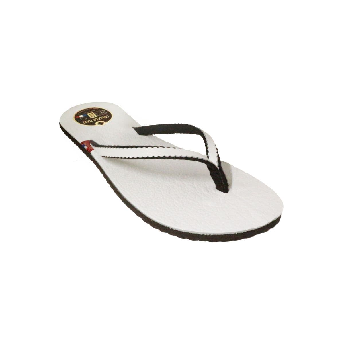 Tong blanche en cuir