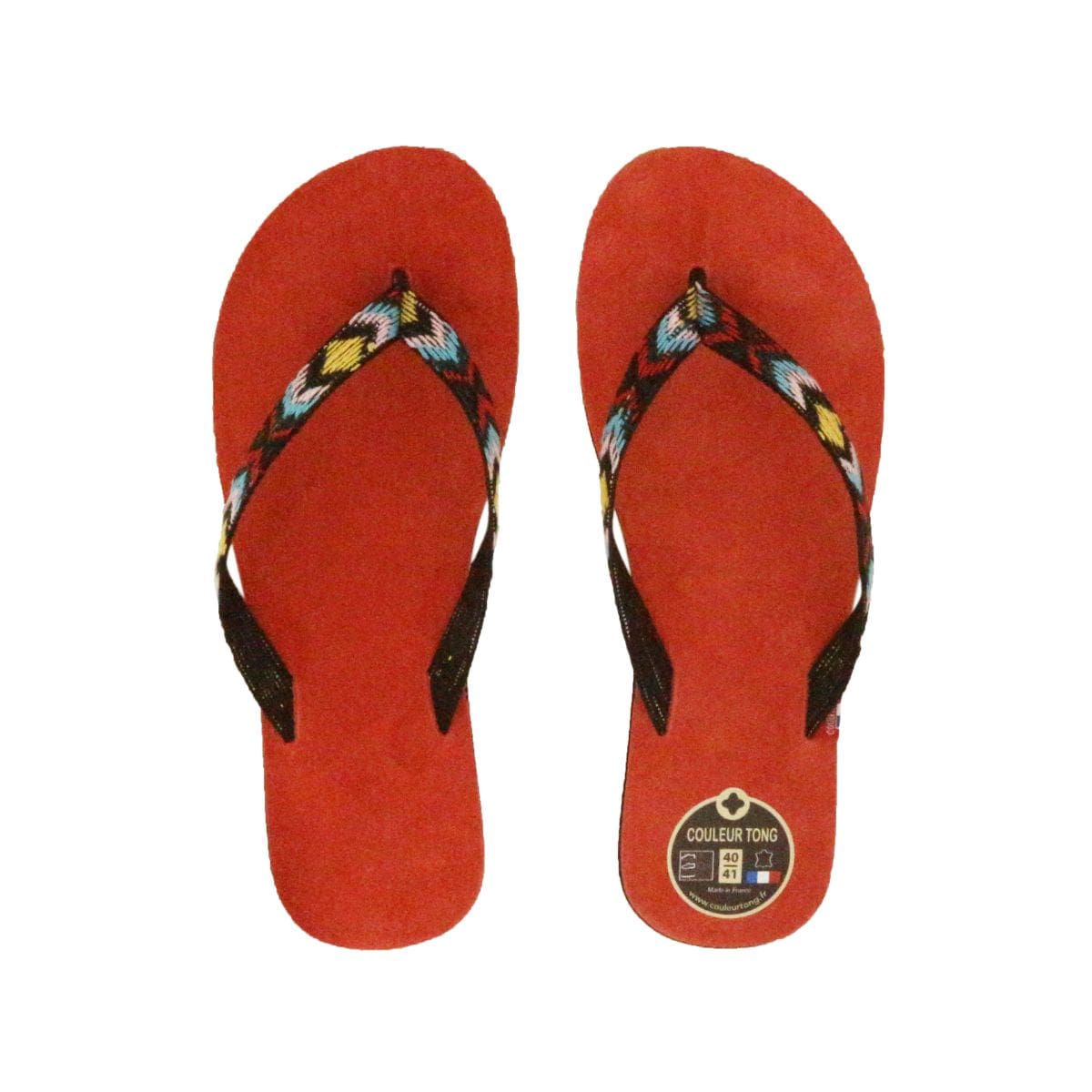 Tong corail en cuir