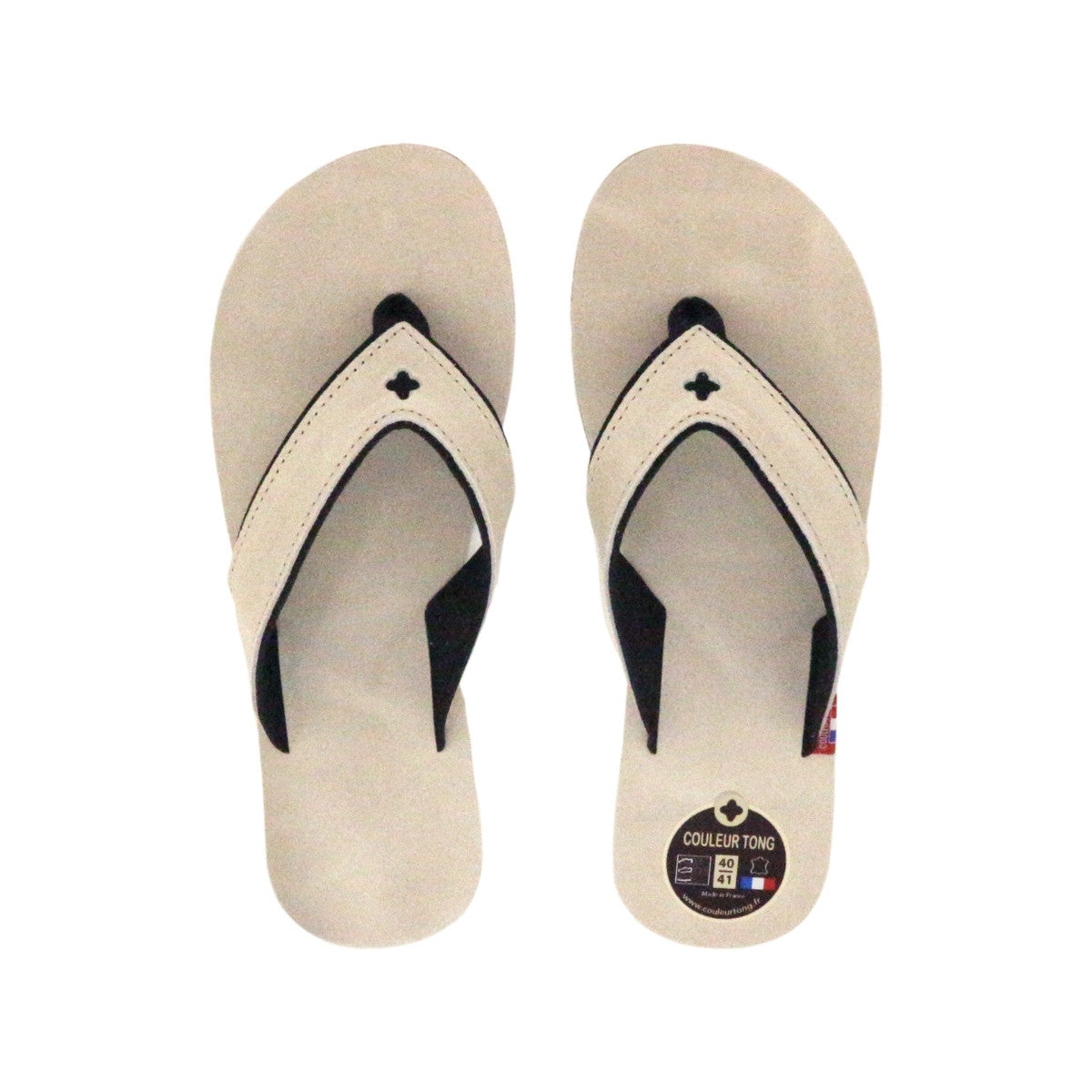 Tong cuir ivoire