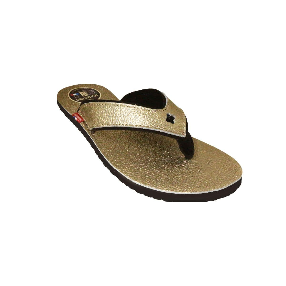 Tong en cuir or