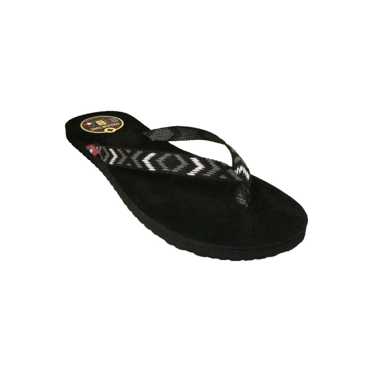Tong en cuir gris et noir