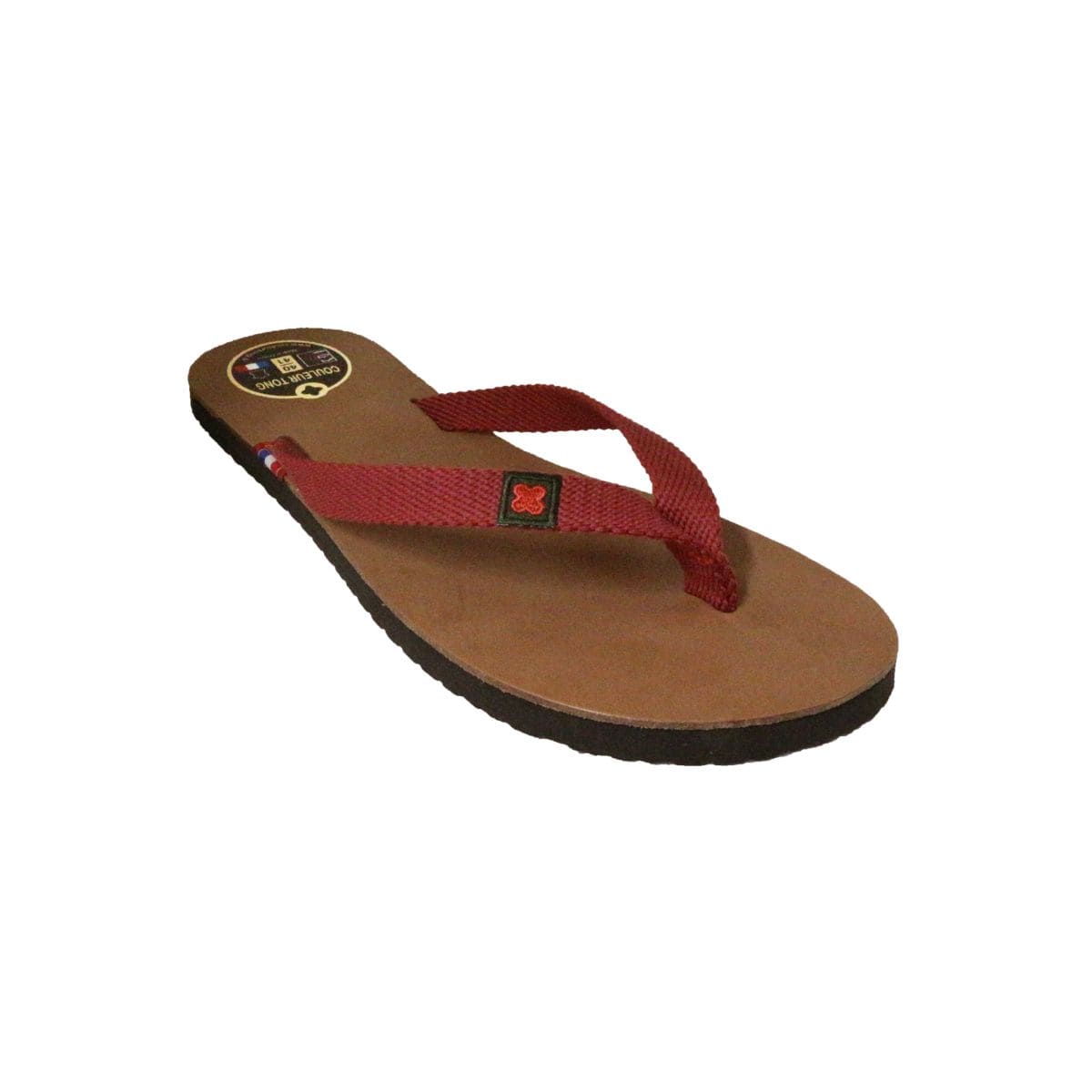 Tong en cuir homme végétal bordeaux