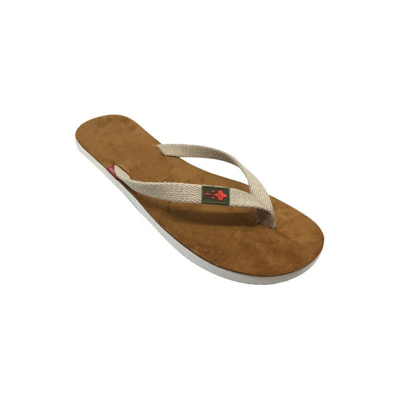 Tong en cuir sable