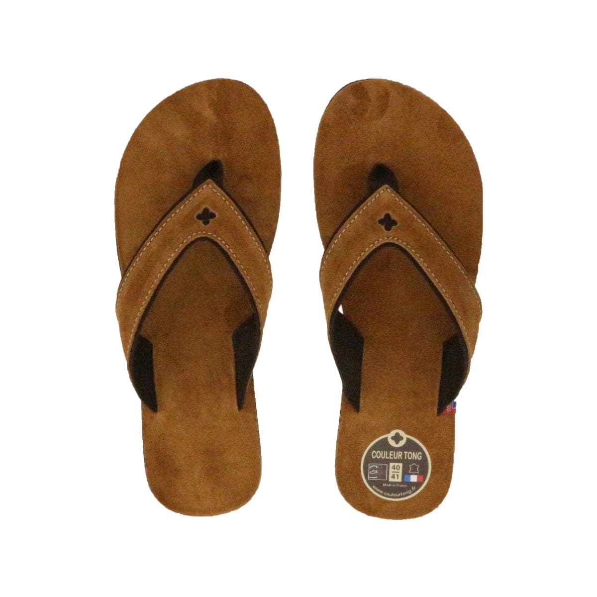 Tong en cuir sable camel