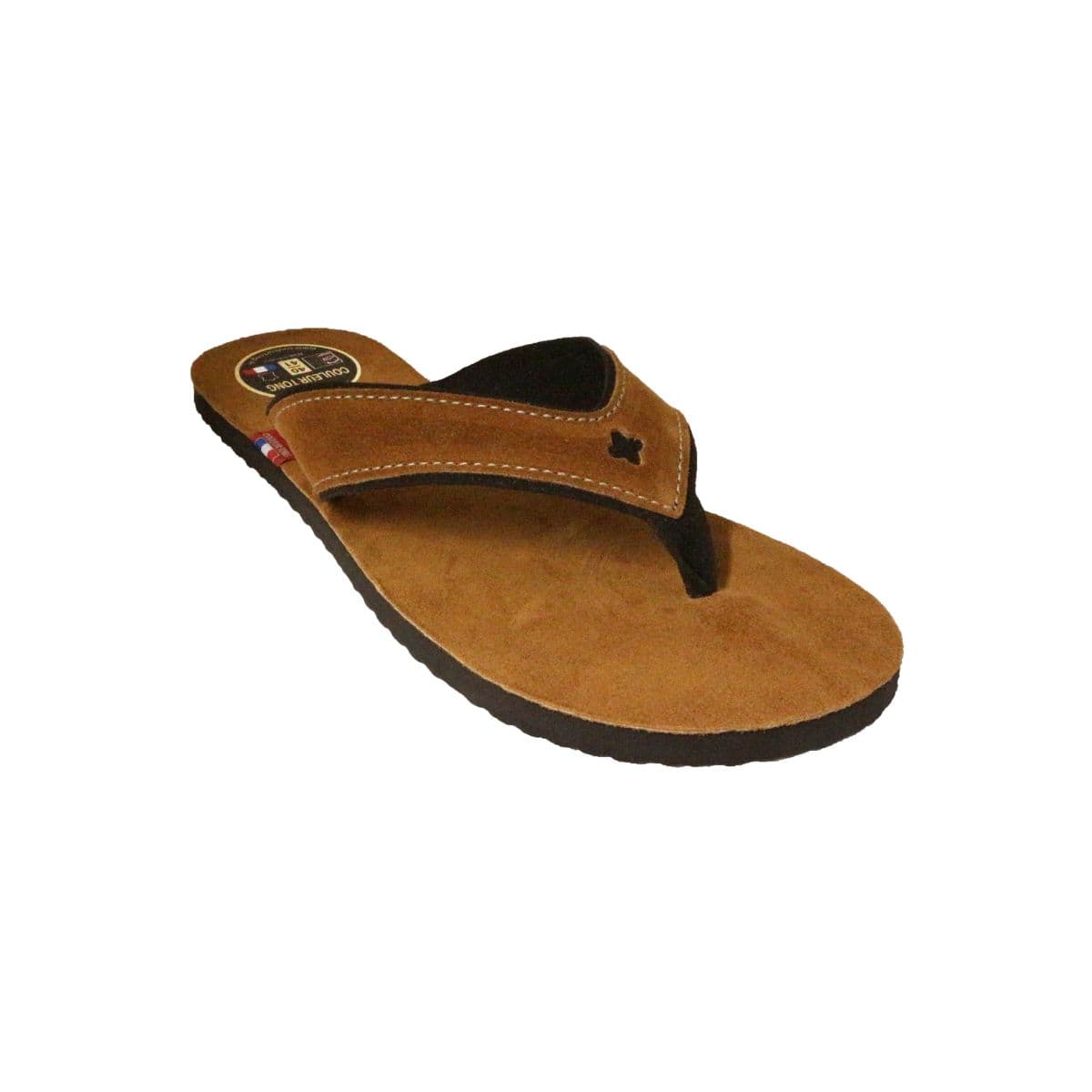 Tong en cuir sable camel