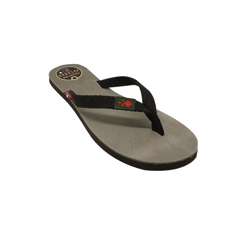 Tong en cuir taupe