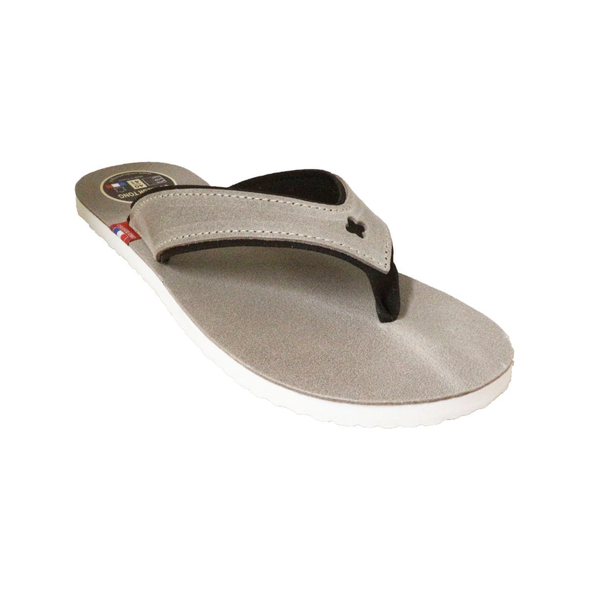 Tong en cuir taupe homme