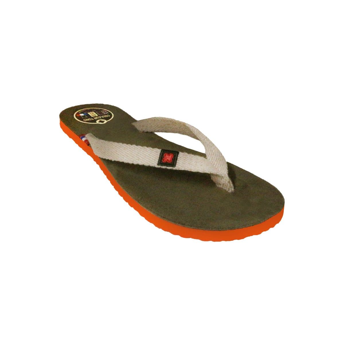 Tong en cuir vert