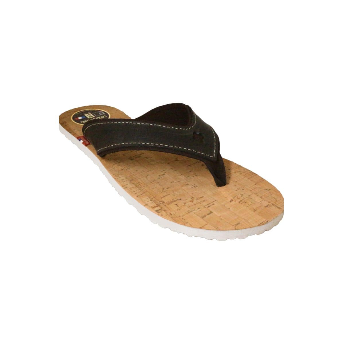 Tong liège chocolat en cuir