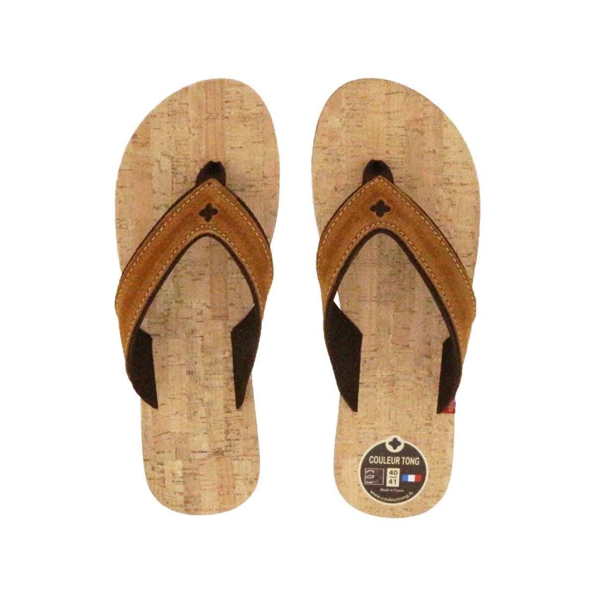 Tong liège Sable en cuir