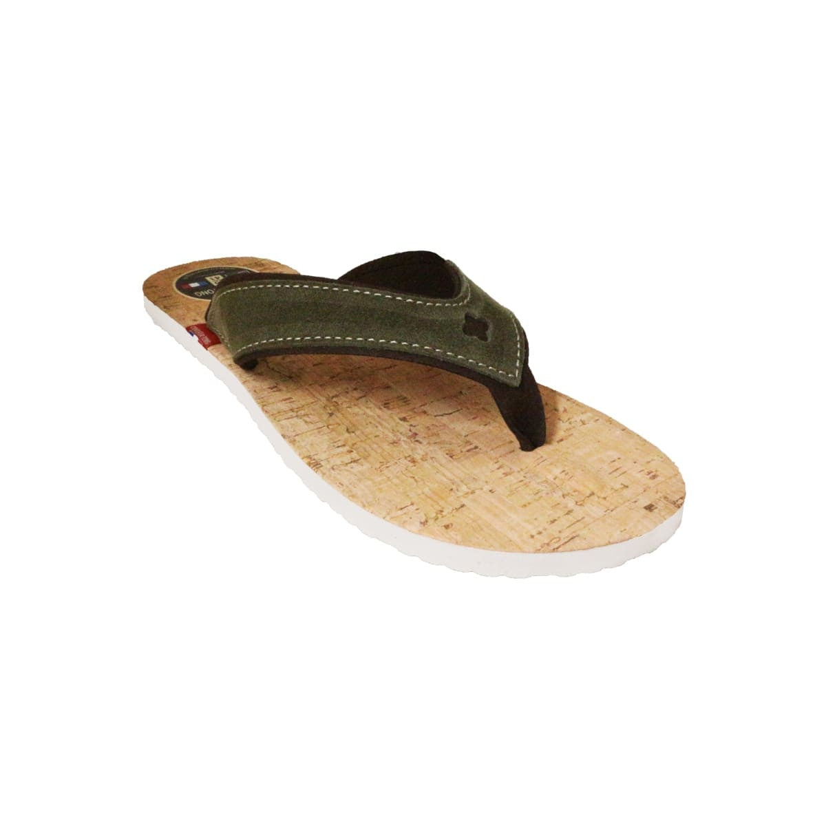 Tong en cuir vert